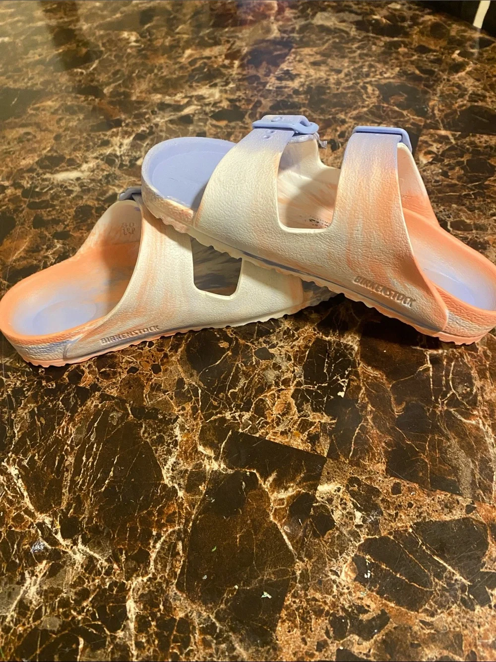 Birkenstock Kids Lavender and Peach Ombre Two-Strap Sandals